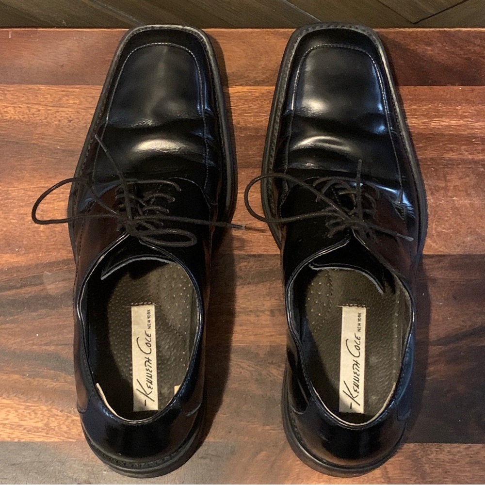 Kenneth Cole New York Mens Black Leather Dress Shoes Size 8.5 - Picture 2 of 10